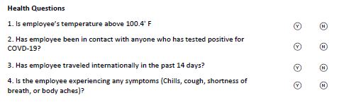 health questionnaire for Remark Office OMR